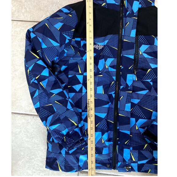 Wantdo Ski Jacket Mens Medium Hooded 3 in 1 Retro AOP Blue Pattern Puffer Lined - Picture 6 of 10